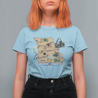 Missouri Map Landmarks Major Cities Roads Flag T Shirt For Women