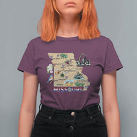 Missouri Map Landmarks Major Cities Roads Flag T Shirt For Women