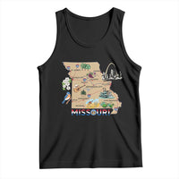 Missouri Map Landmarks Major Cities Roads Flag Tank Top