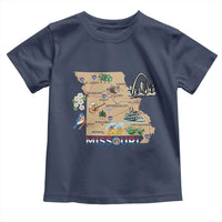 Missouri Map Landmarks Major Cities Roads Flag Toddler T Shirt