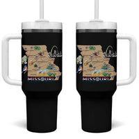 Missouri Map Landmarks Major Cities Roads Flag Tumbler With Handle