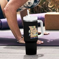 Missouri Map Landmarks Major Cities Roads Flag Tumbler With Handle