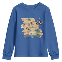 Missouri Map Landmarks Major Cities Roads Flag Youth Sweatshirt