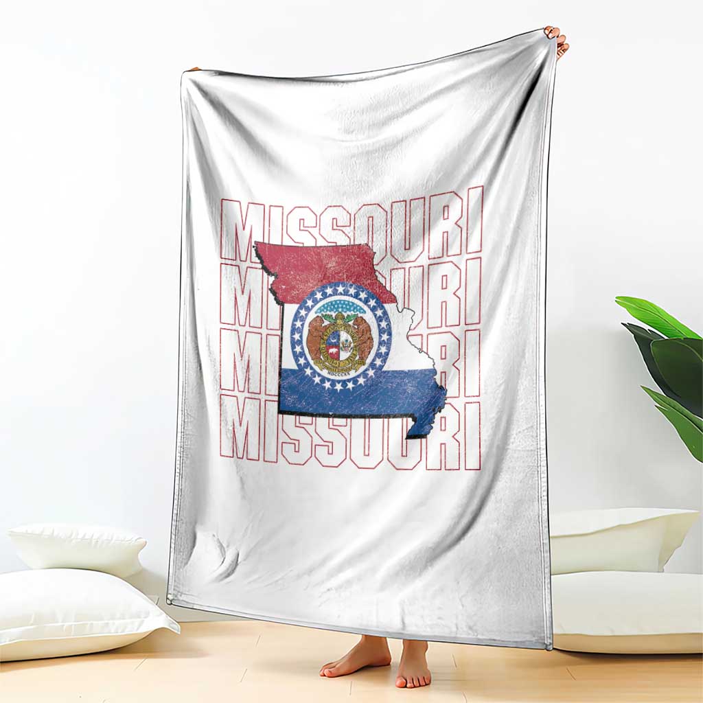 Missouri Flag Map State Distressed Throw Blanket