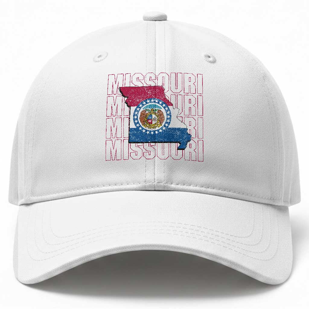 Missouri Flag Map State Distressed Baseball Cap