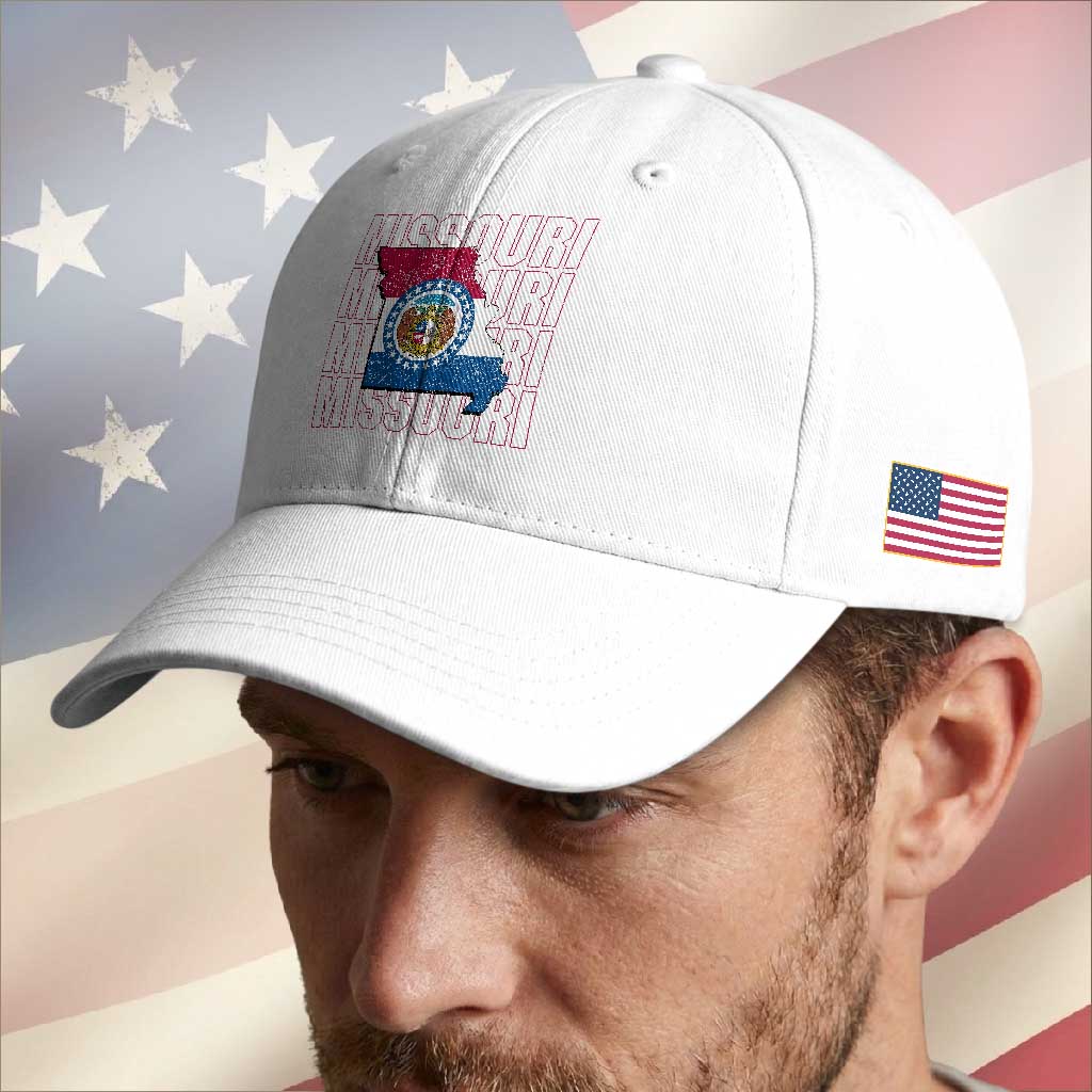 Missouri Flag Map State Distressed Baseball Cap