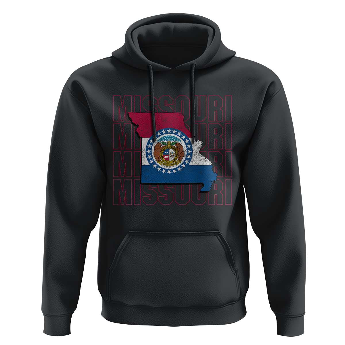 Missouri Flag Map State Distressed Hoodie