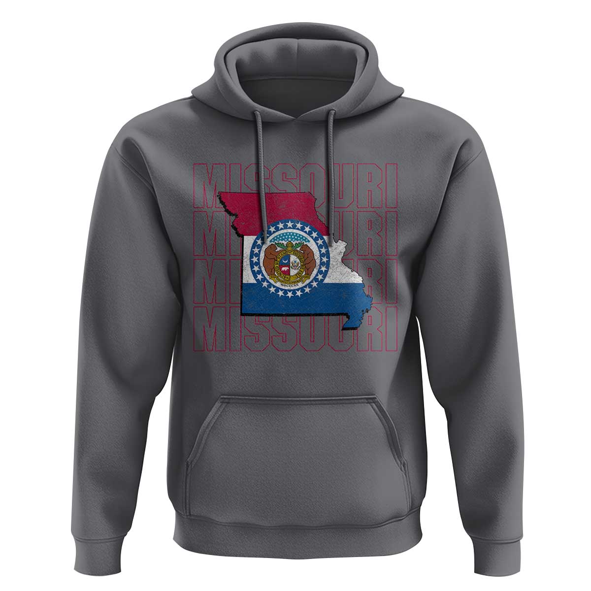 Missouri Flag Map State Distressed Hoodie