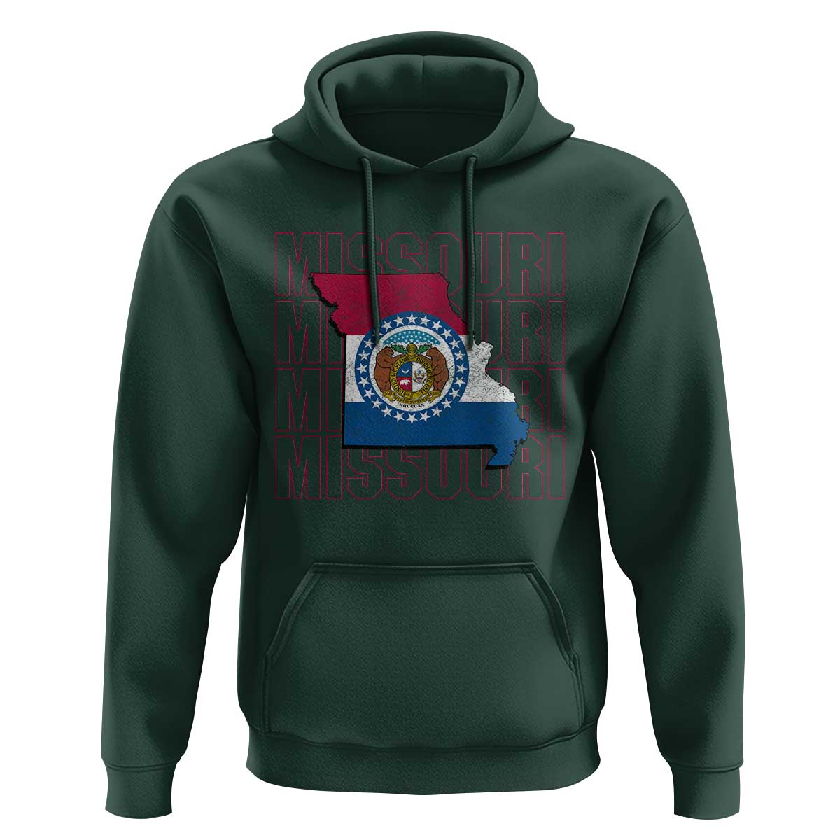 Missouri Flag Map State Distressed Hoodie