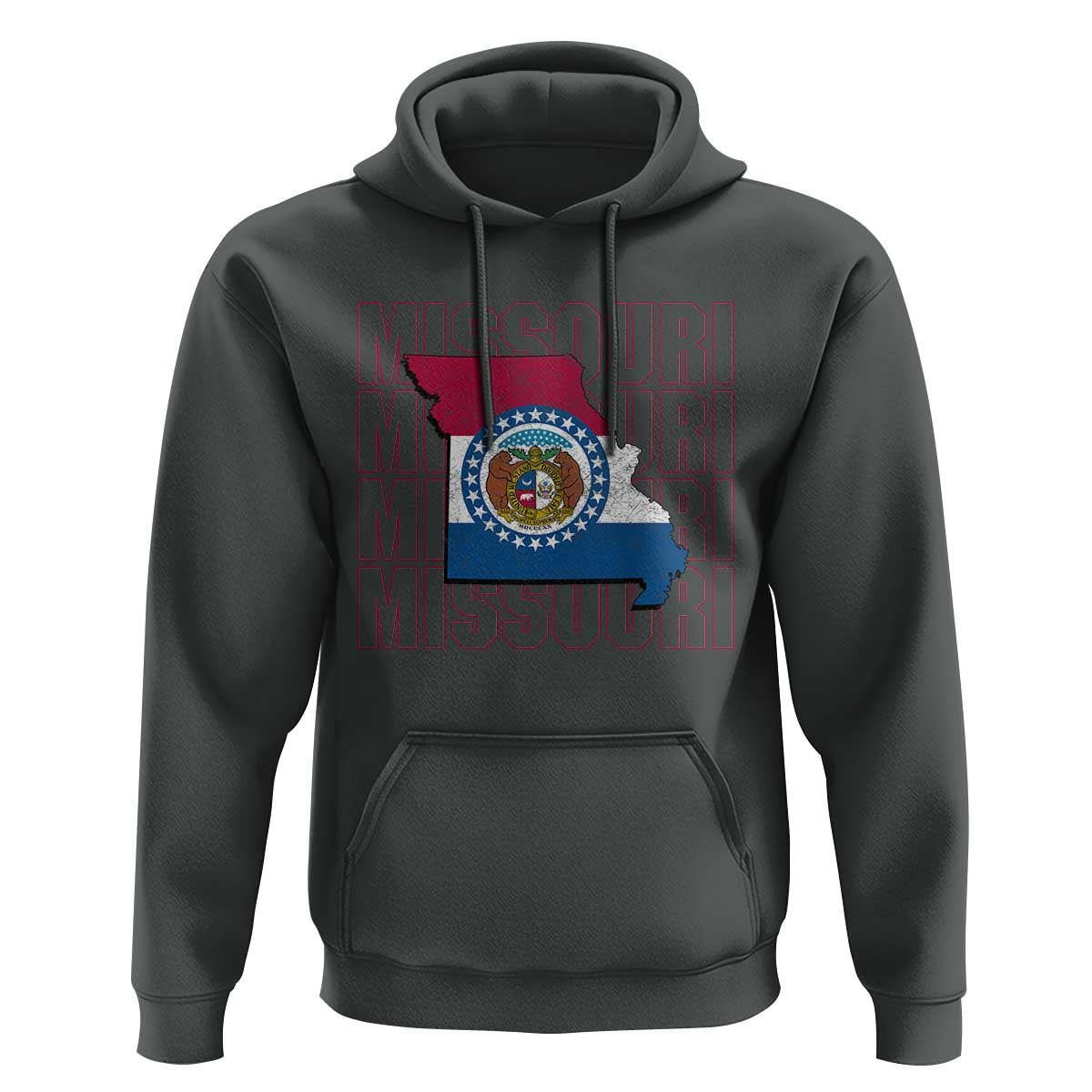 Missouri Flag Map State Distressed Hoodie