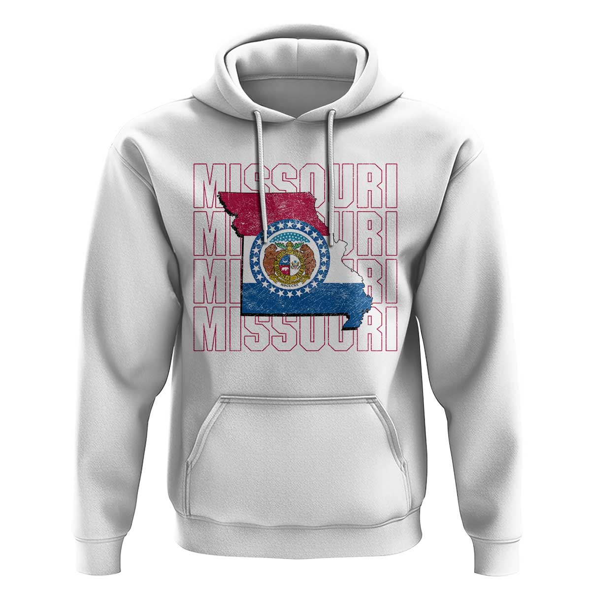 Missouri Flag Map State Distressed Hoodie