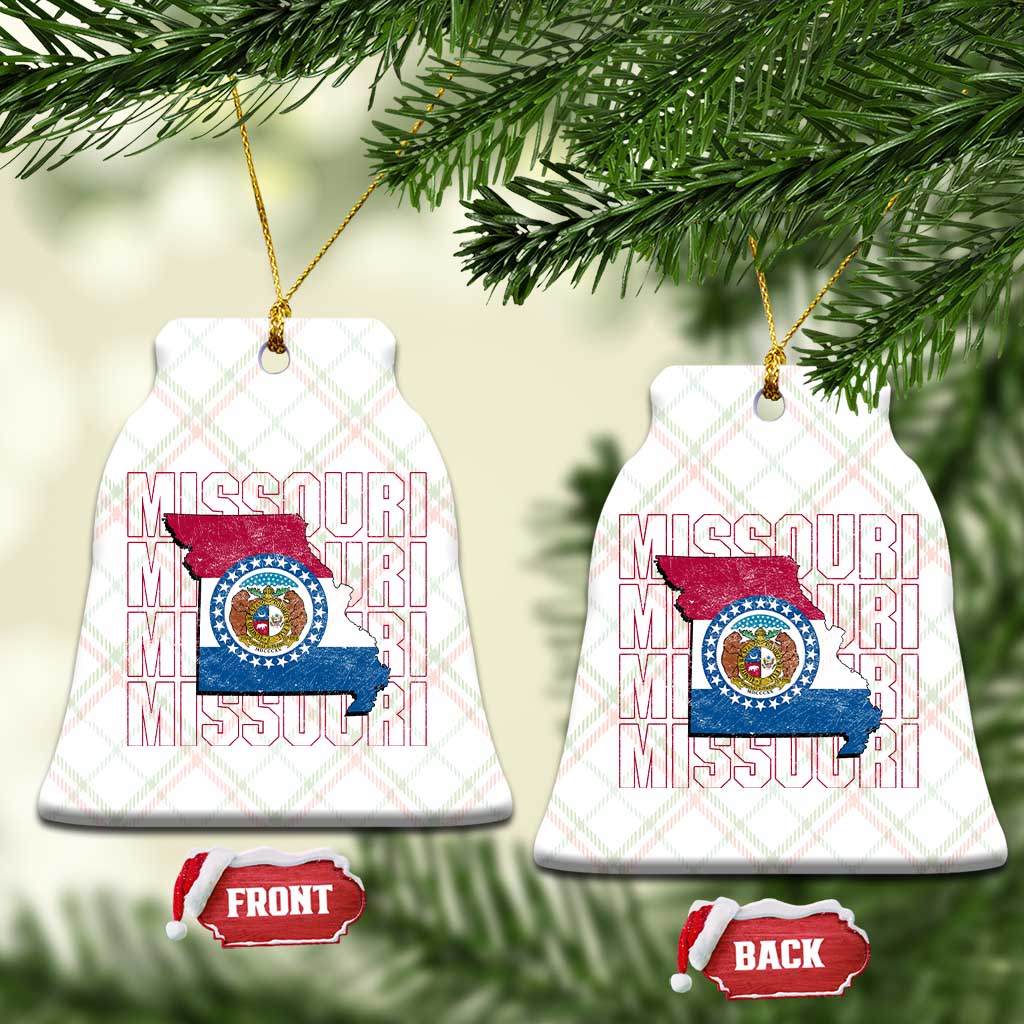 Missouri Flag Map State Distressed Ceramic Ornament
