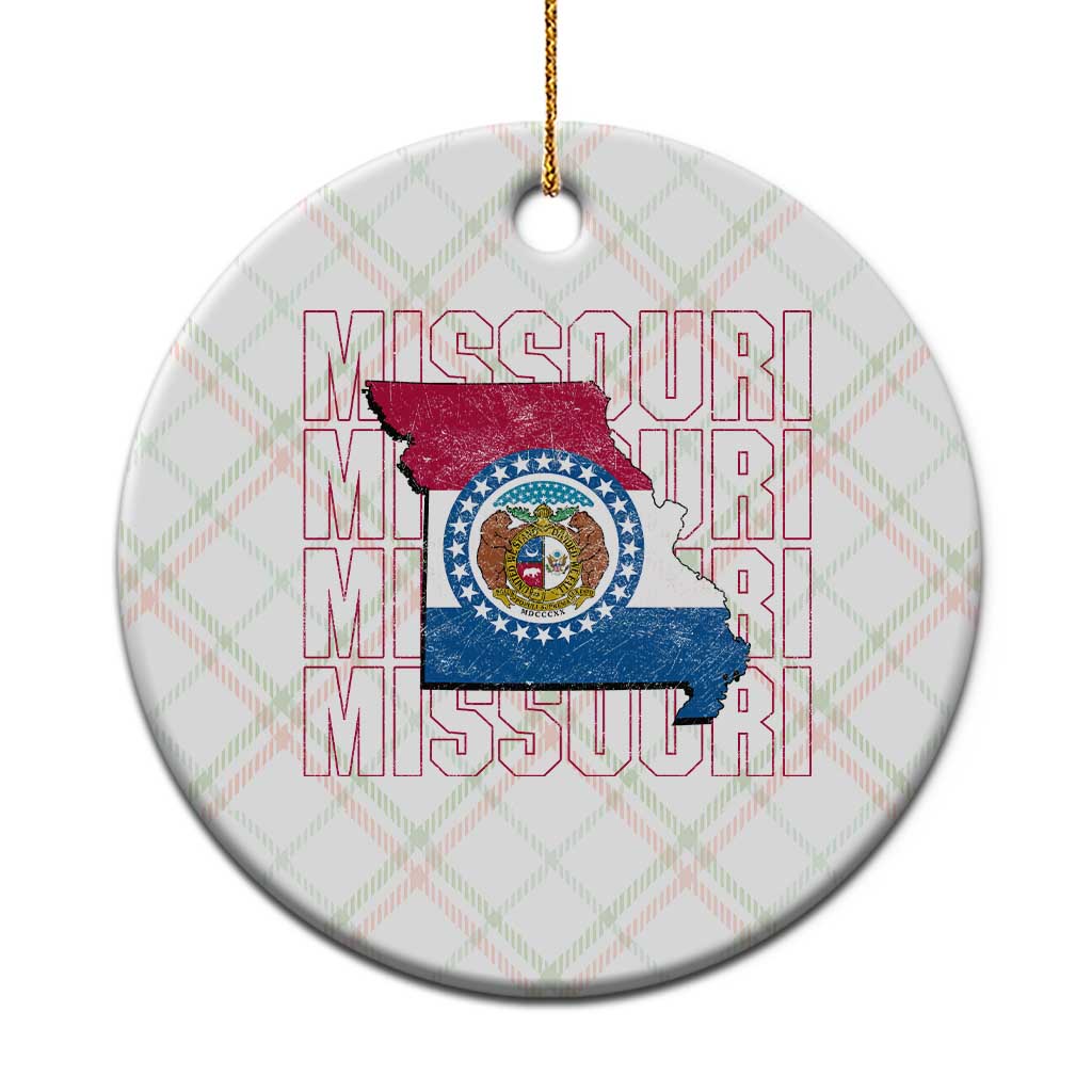 Missouri Flag Map State Distressed Ceramic Ornament