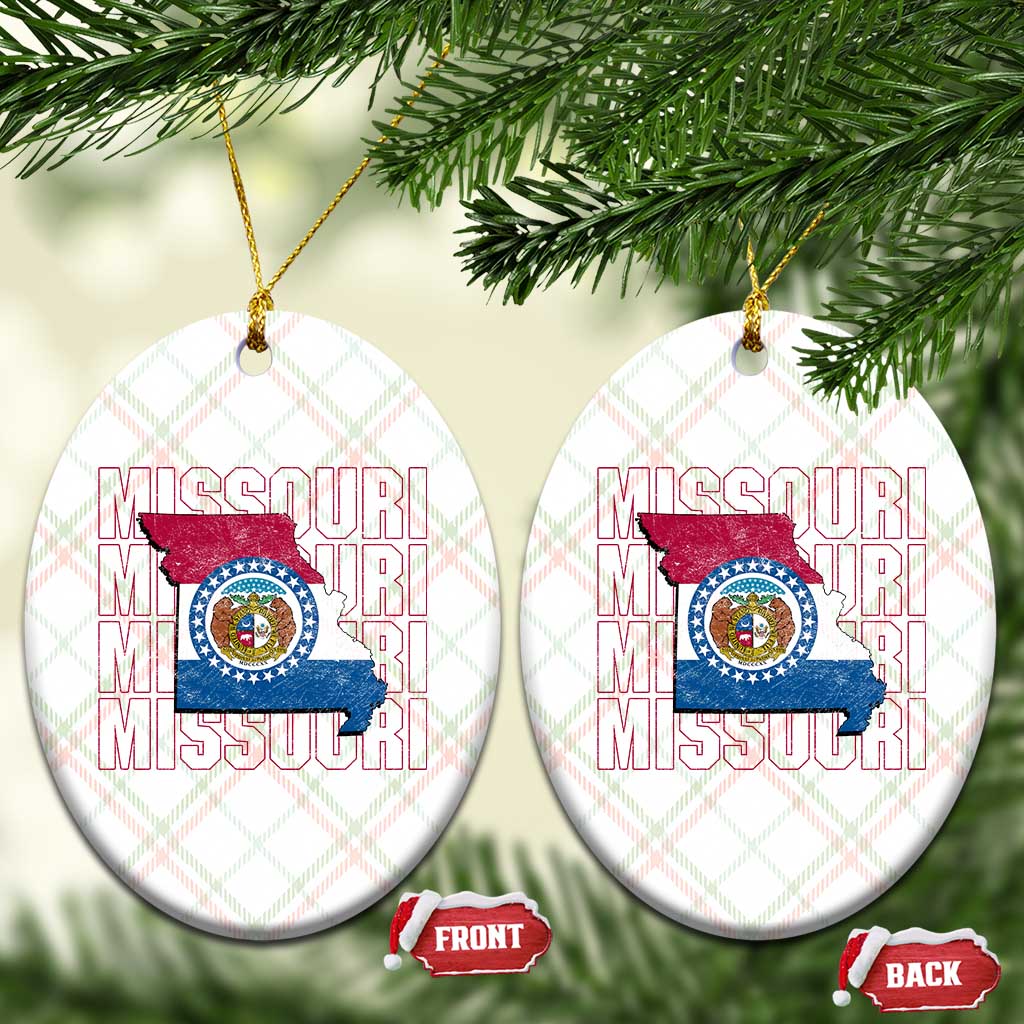 Missouri Flag Map State Distressed Ceramic Ornament