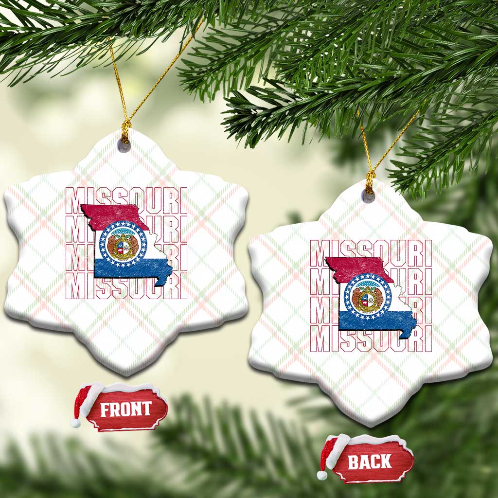 Missouri Flag Map State Distressed Ceramic Ornament