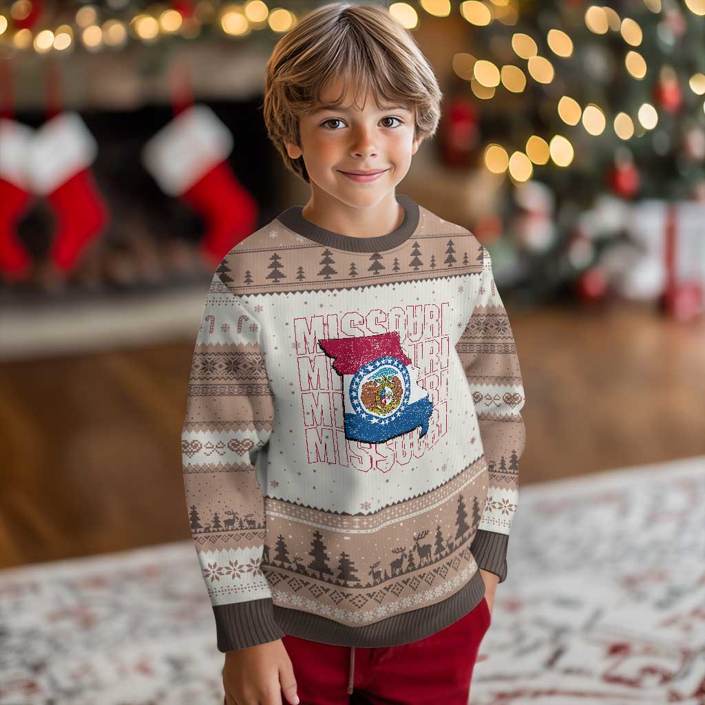 Missouri Flag Map State Distressed Ugly Christmas Sweater