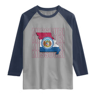 Missouri Flag Map State Distressed Raglan Shirt