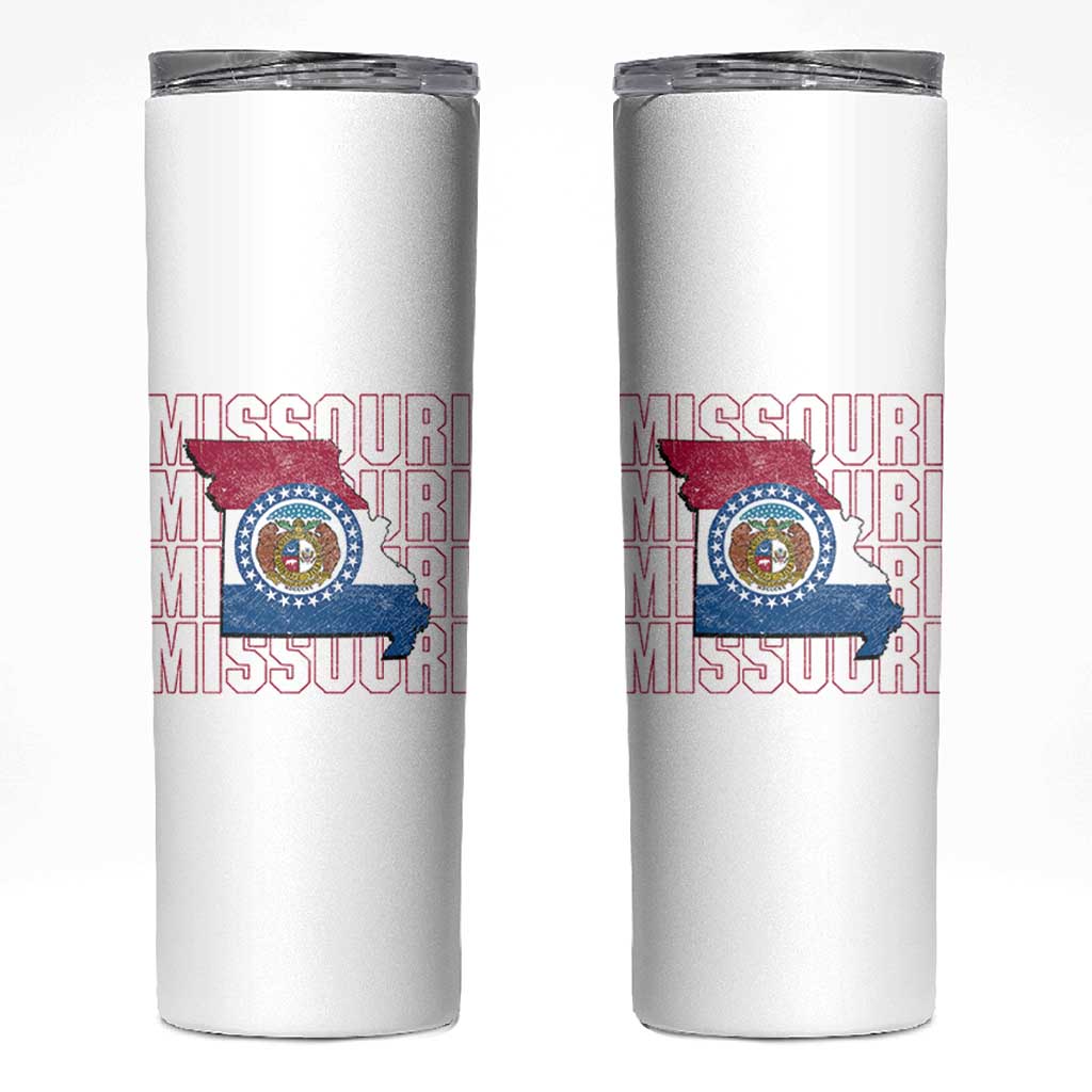 Missouri Flag Map State Distressed Skinny Tumbler