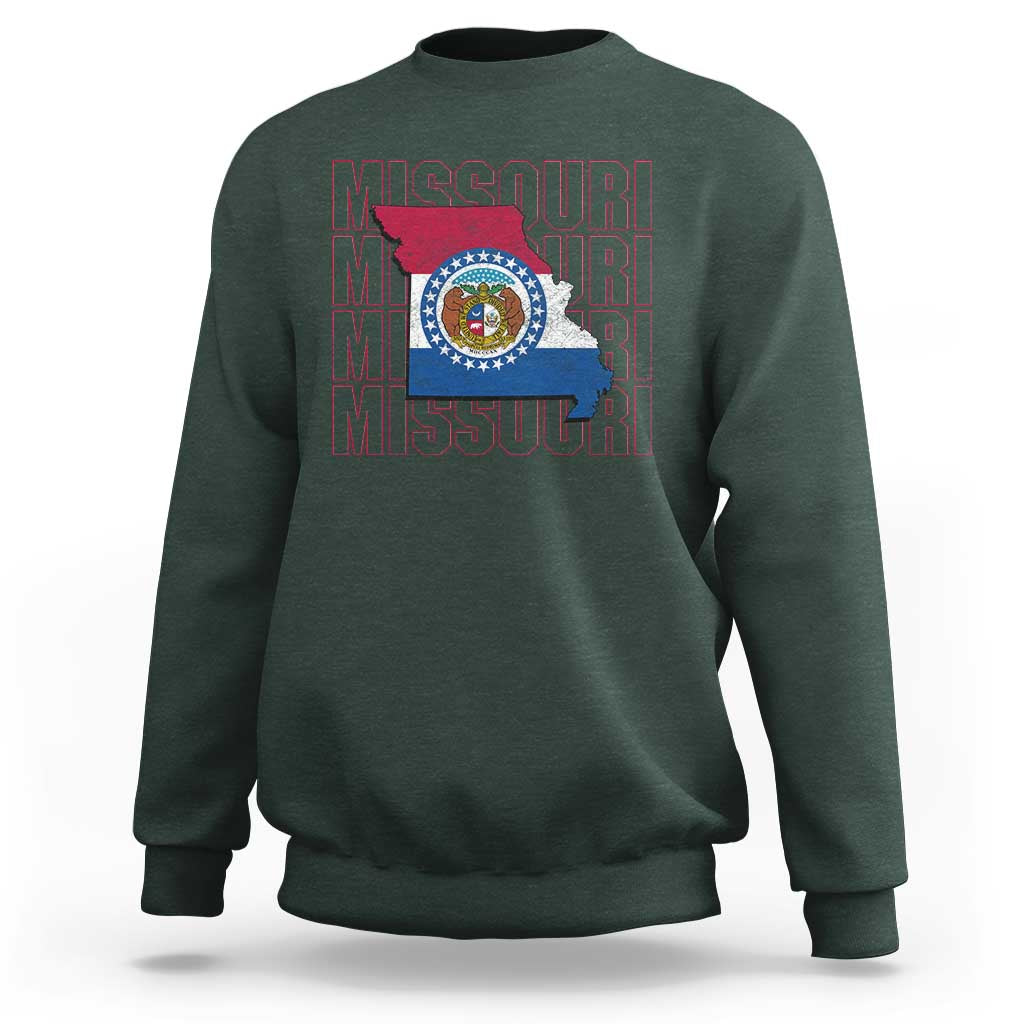 Missouri Flag Map State Distressed Sweatshirt
