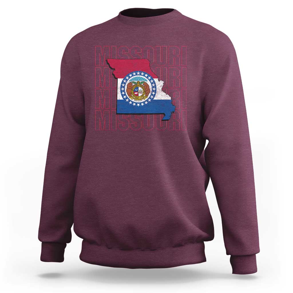 Missouri Flag Map State Distressed Sweatshirt