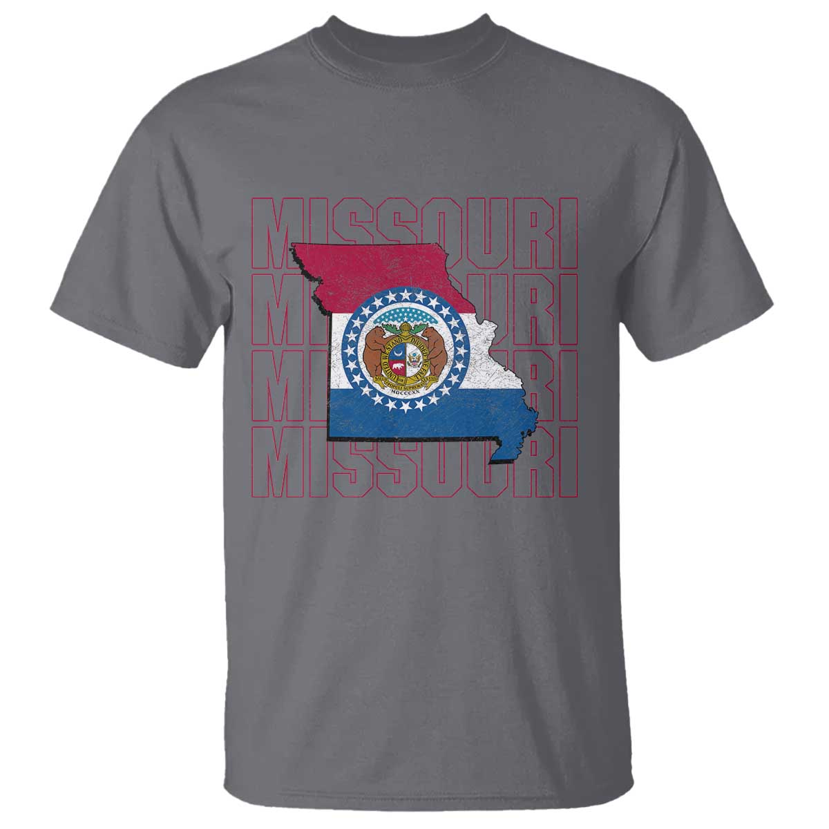 Missouri Flag Map State Distressed T Shirt