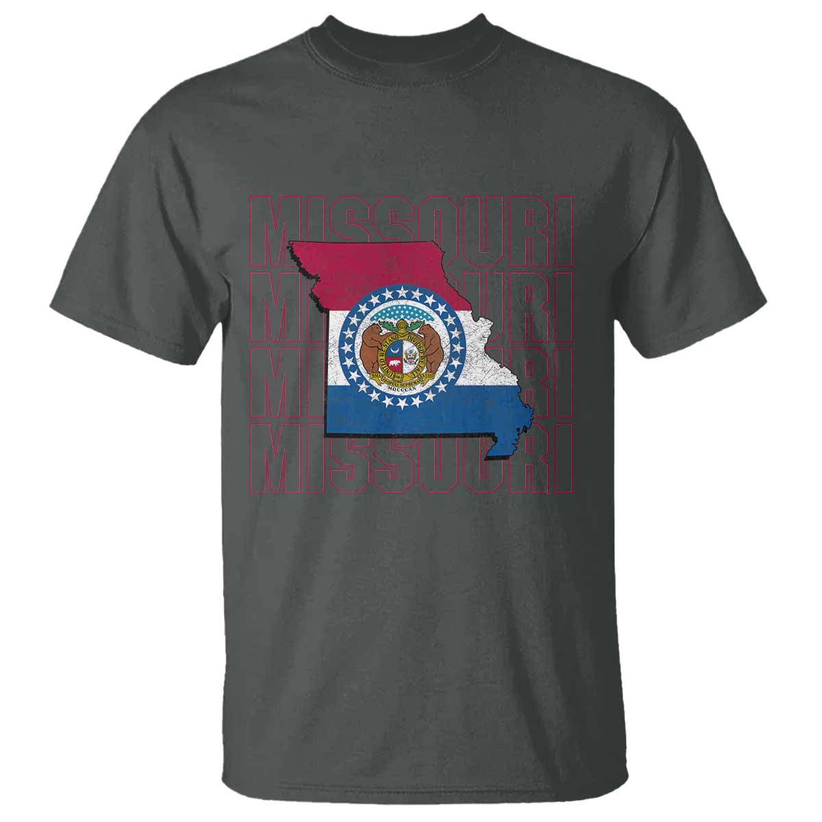 Missouri Flag Map State Distressed T Shirt
