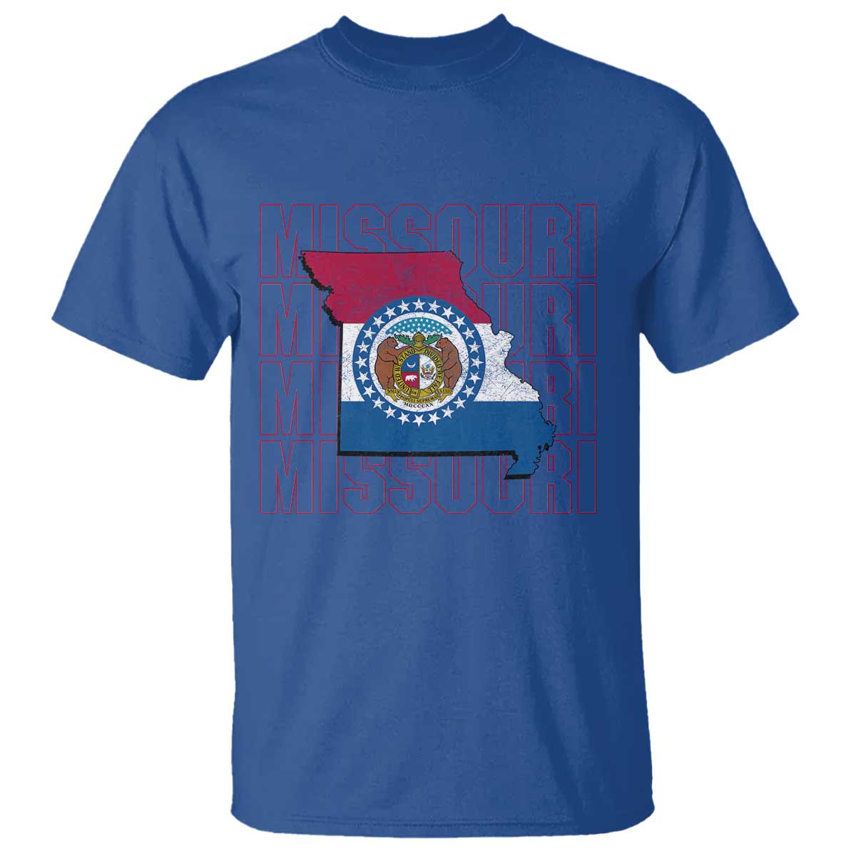 Missouri Flag Map State Distressed T Shirt