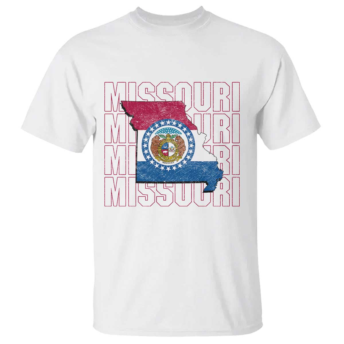 Missouri Flag Map State Distressed T Shirt