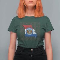 Missouri Flag Map State Distressed T Shirt For Women
