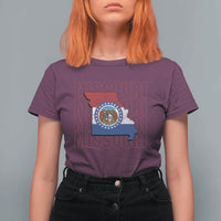 Missouri Flag Map State Distressed T Shirt For Women