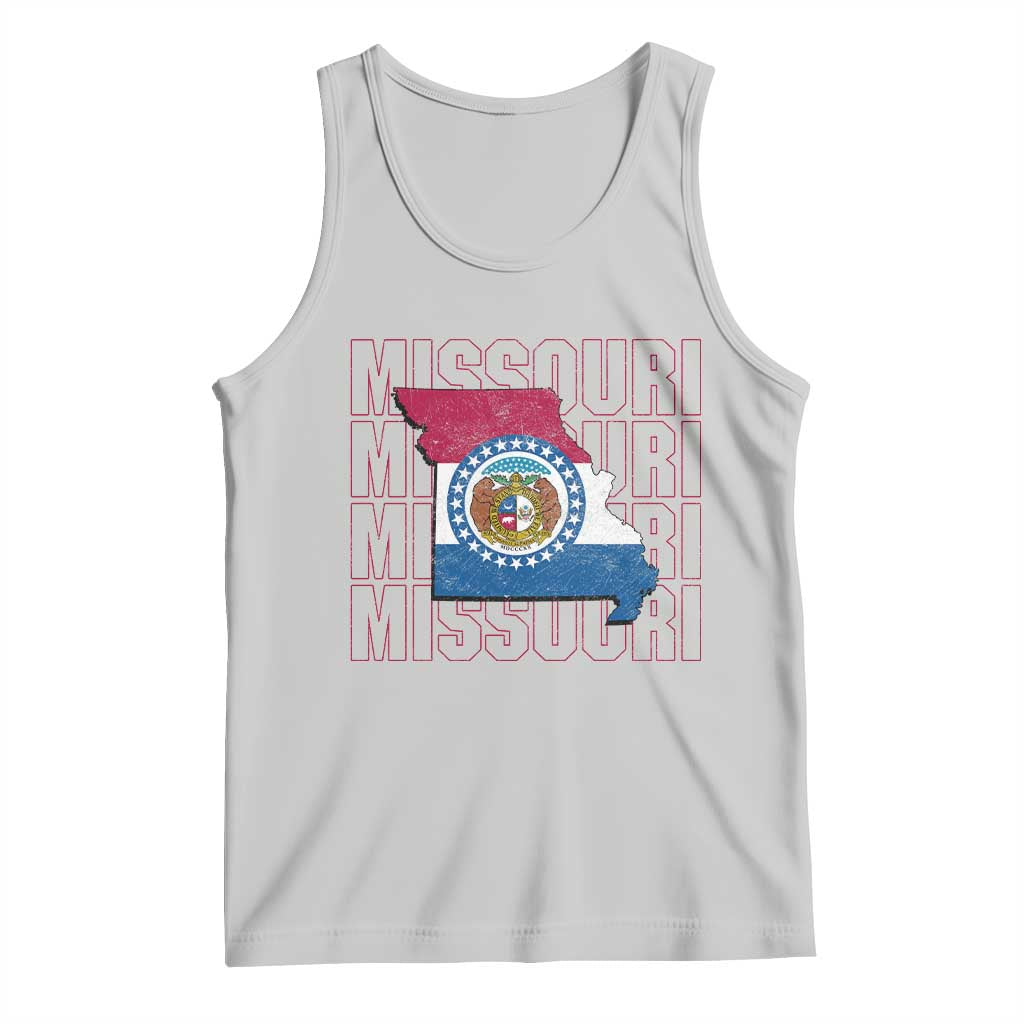 Missouri Flag Map State Distressed Tank Top