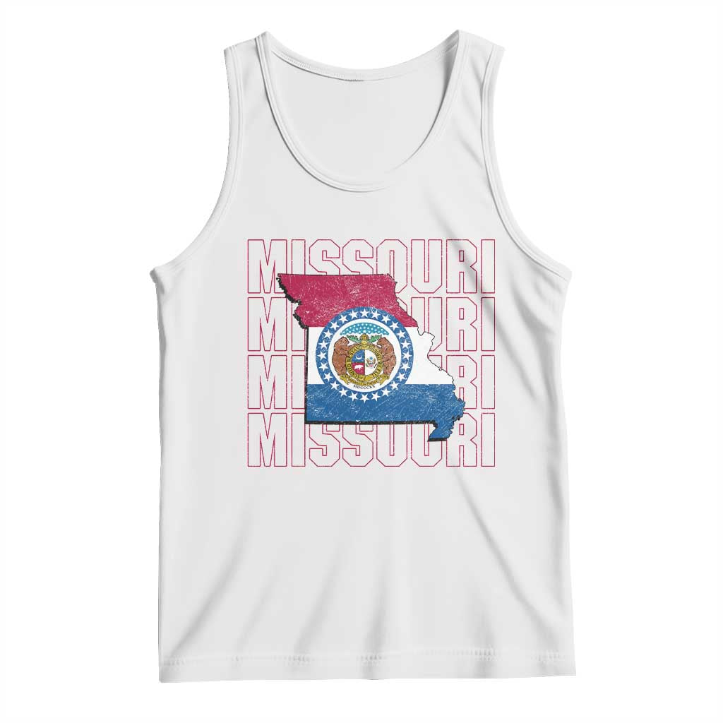 Missouri Flag Map State Distressed Tank Top
