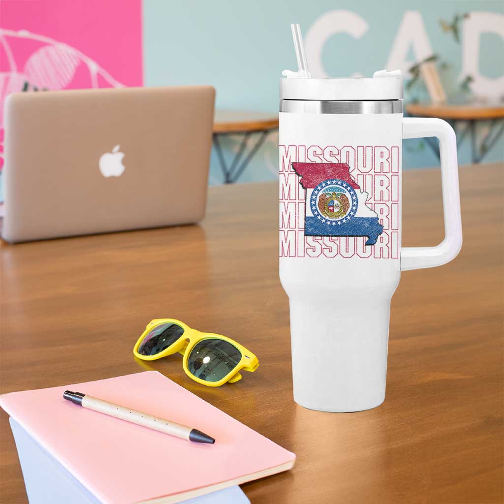 Missouri Flag Map State Distressed Tumbler With Handle