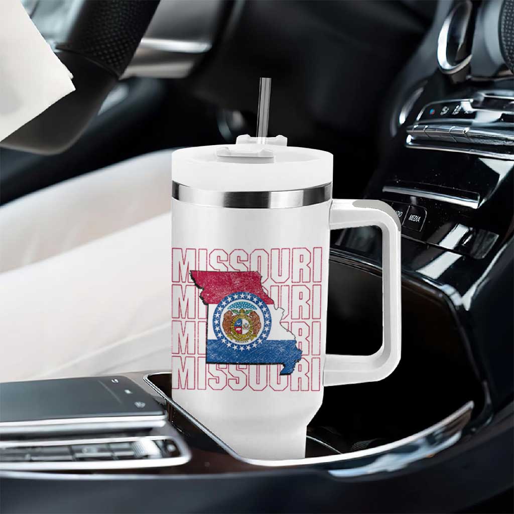 Missouri Flag Map State Distressed Tumbler With Handle