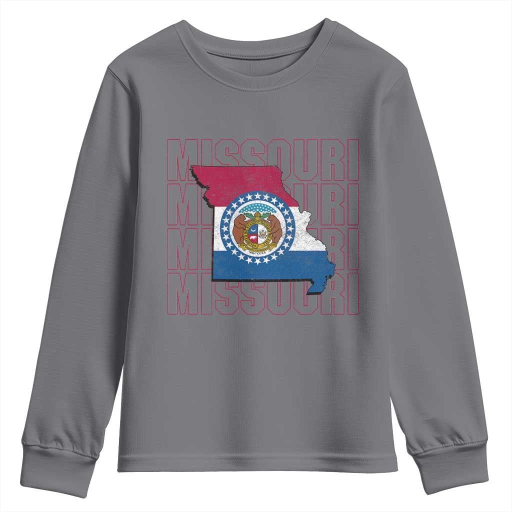 Missouri Flag Map State Distressed Youth Sweatshirt