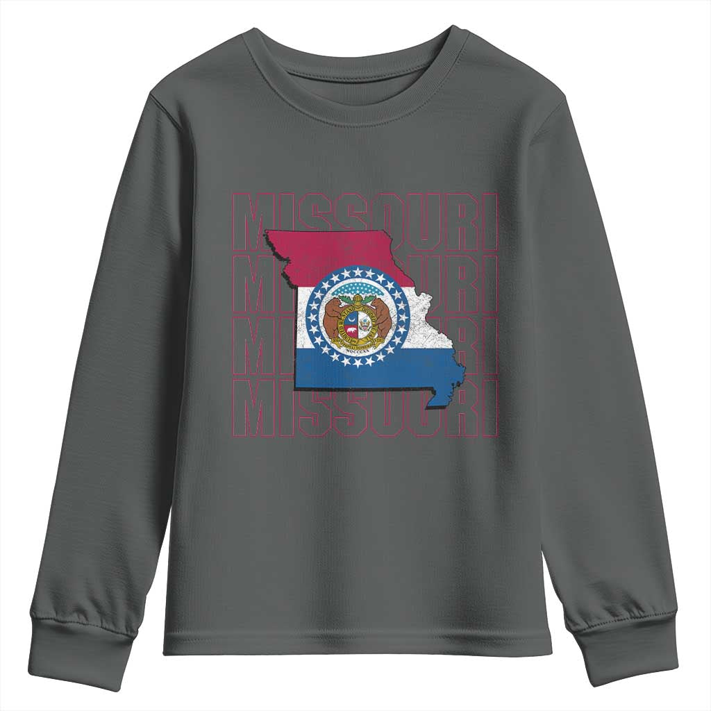 Missouri Flag Map State Distressed Youth Sweatshirt