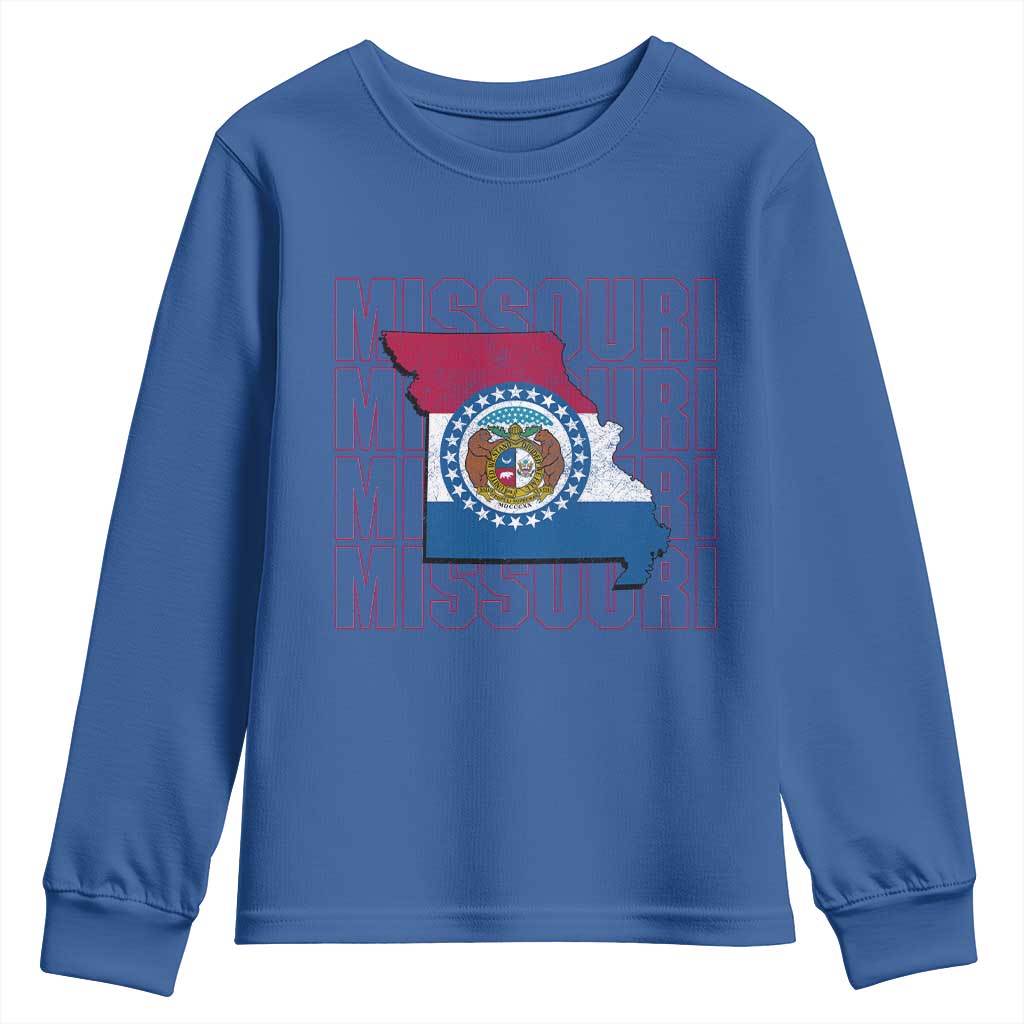 Missouri Flag Map State Distressed Youth Sweatshirt