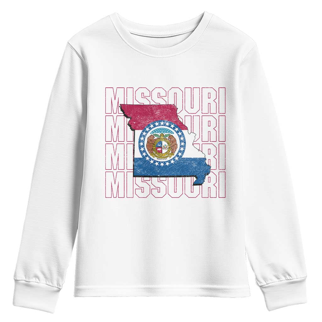 Missouri Flag Map State Distressed Youth Sweatshirt