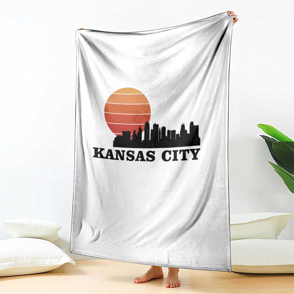 Kansas City Missouri Retro 80s Style Throw Blanket