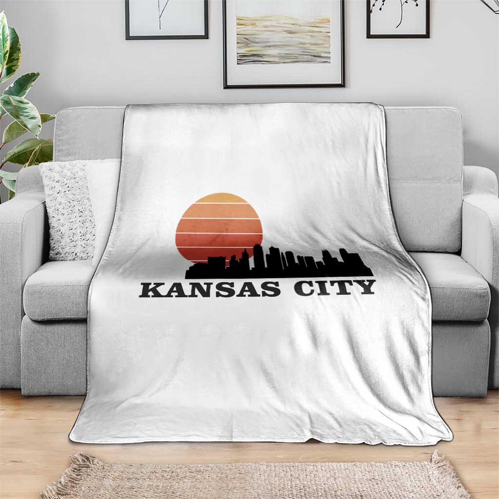 Kansas City Missouri Retro 80s Style Throw Blanket