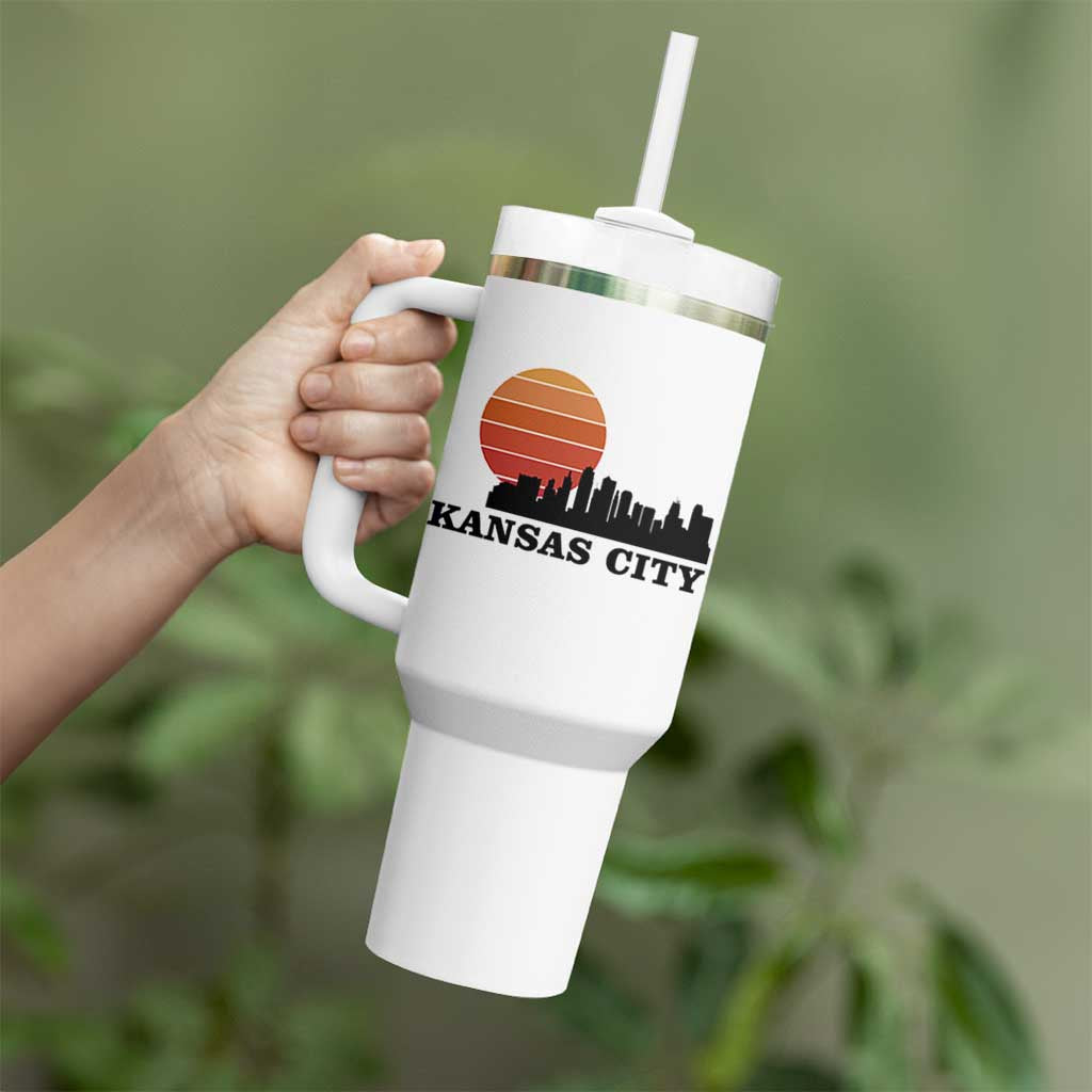 Kansas City Missouri Retro 80s Style Tumbler With Handle
