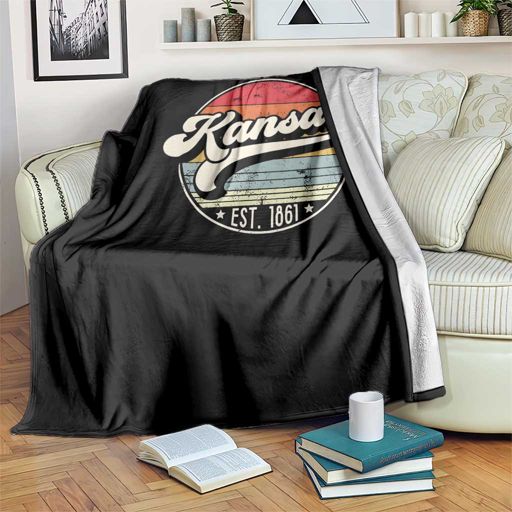 Kansas City Missouri Retro 80s Established 1861 Throw Blanket