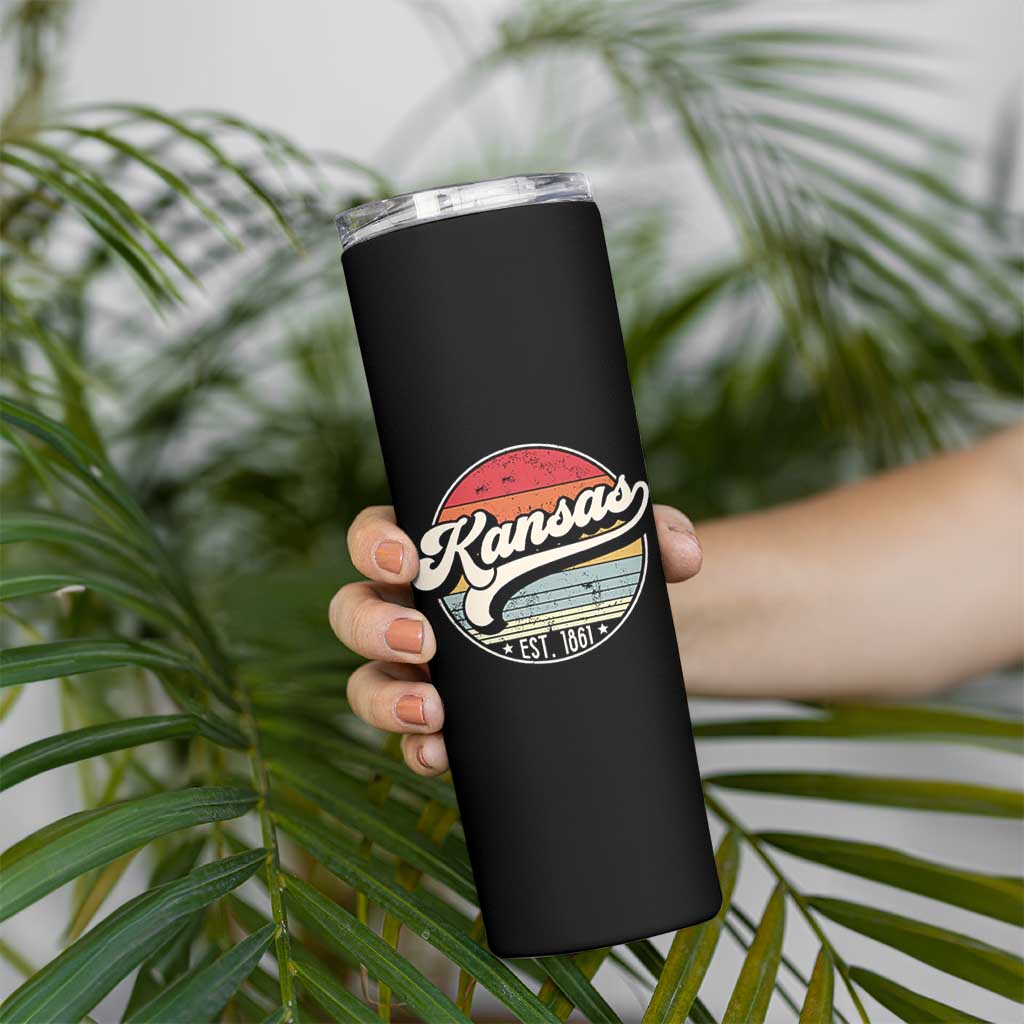 Kansas City Missouri Retro 80s Established 1861 Skinny Tumbler
