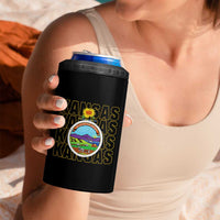 Retro Kansas Flag Vintage KS Souvenir 4 in 1 Can Cooler Tumbler
