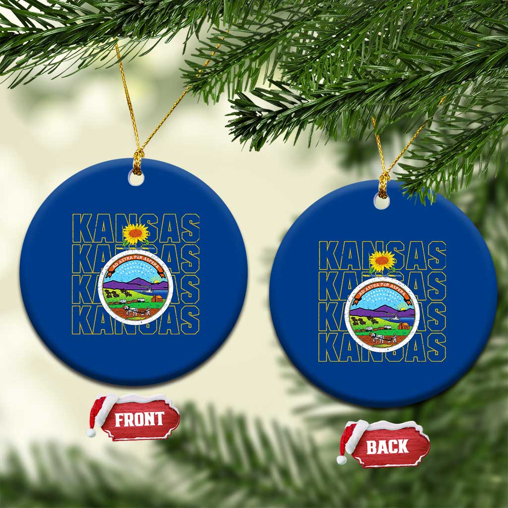 Retro Kansas Flag Vintage KS Souvenir Ceramic Ornament