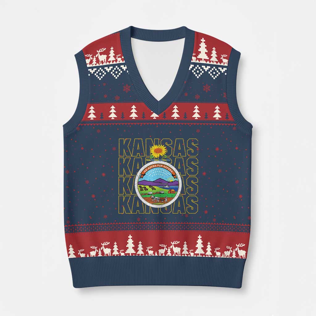 Retro Kansas Flag Vintage KS Souvenir V-Neck Knit Sweater Vest
