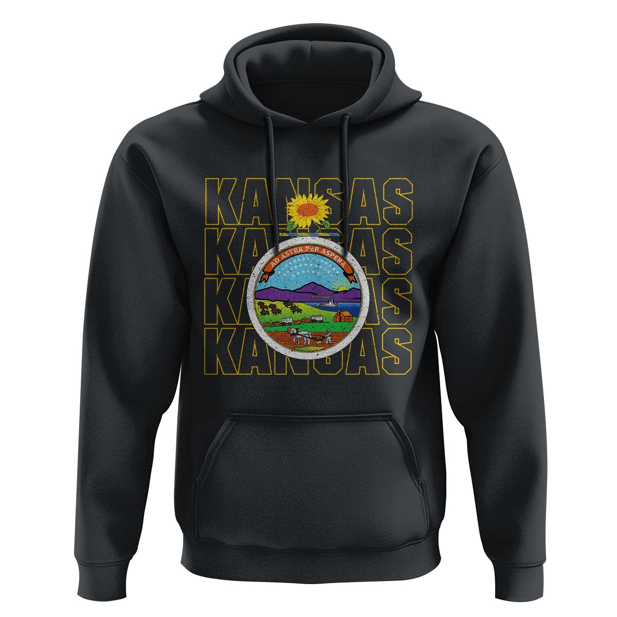 Retro Kansas Flag Vintage KS Souvenir Hoodie