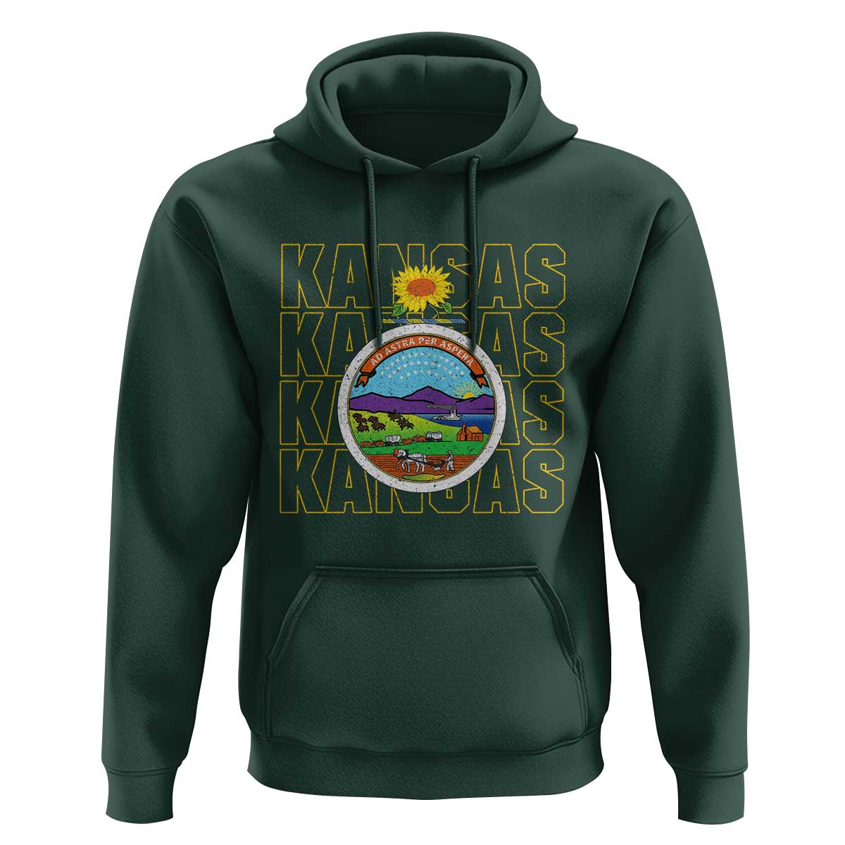 Retro Kansas Flag Vintage KS Souvenir Hoodie