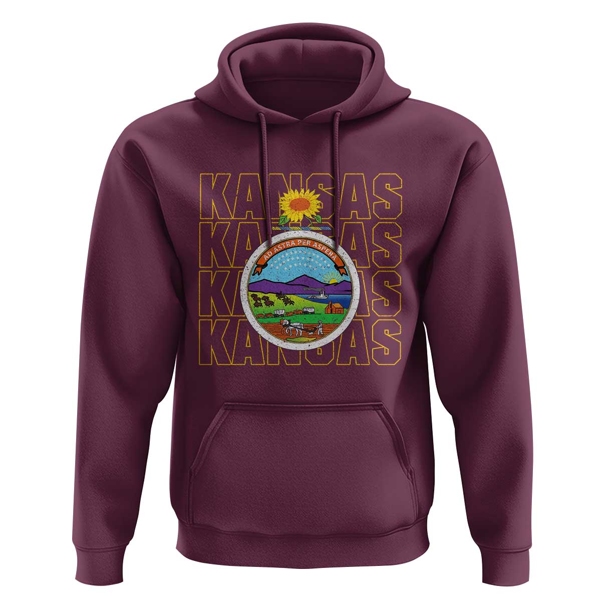 Retro Kansas Flag Vintage KS Souvenir Hoodie