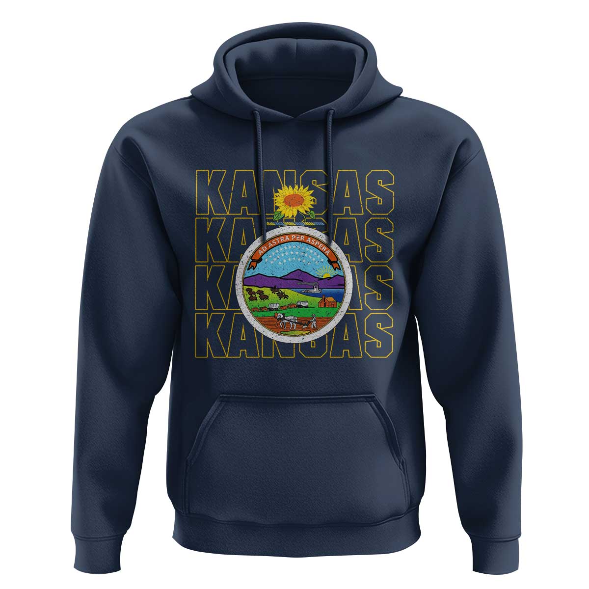 Retro Kansas Flag Vintage KS Souvenir Hoodie